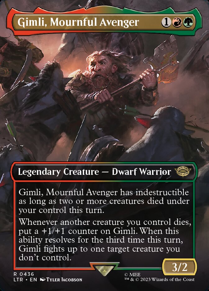 Gimli, Mournful Avenger (Borderless) - (Foil): The Lord of the Rings: Tales of Middle-earth