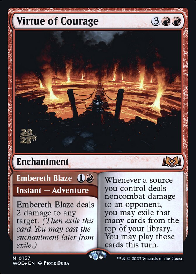 Virtue of Courage // Embereth Blaze (Prerelease) (Wilds of Eldraine) - (Foil): Wilds of Eldraine Promos