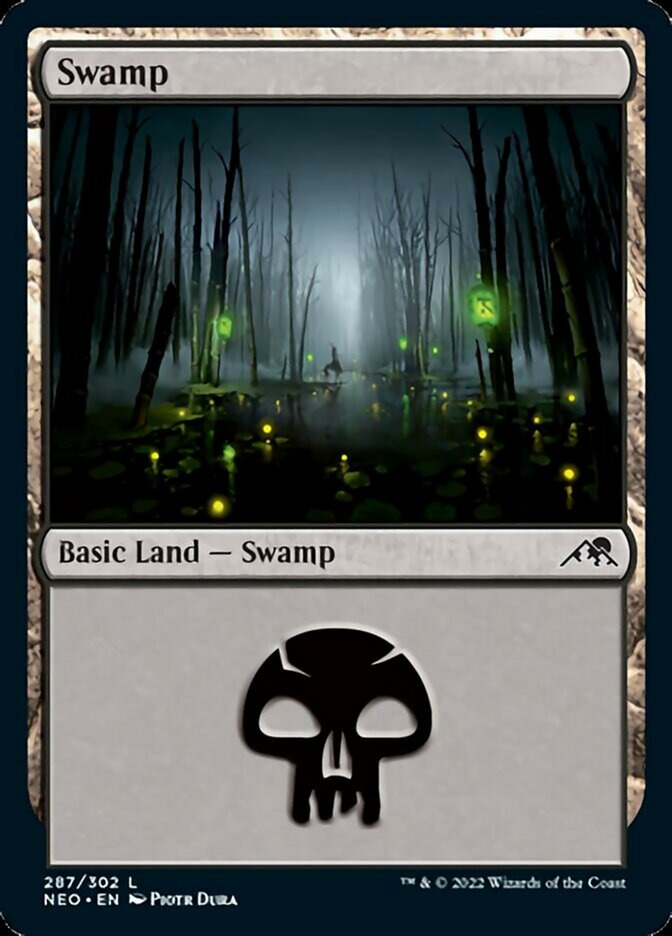 Swamp (#287) - (Foil): Kamigawa: Neon Dynasty