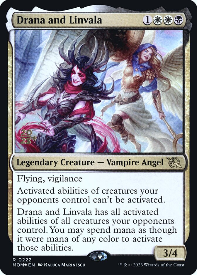 Drana and Linvala (Prerelease) (March of the Machine) - (Foil): March of the Machine Promos