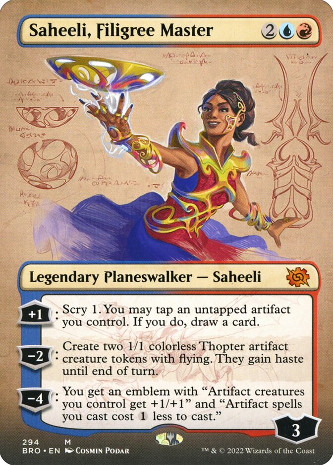 Saheeli, Filigree Master (Borderless) - (Foil): The Brothers' War