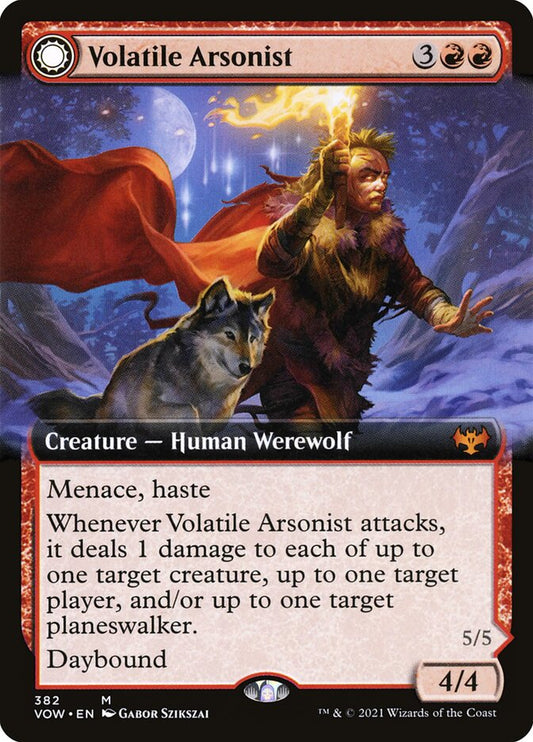 Volatile Arsonist // Dire-Strain Anarchist (Extended Art) - (Foil): Innistrad: Crimson Vow