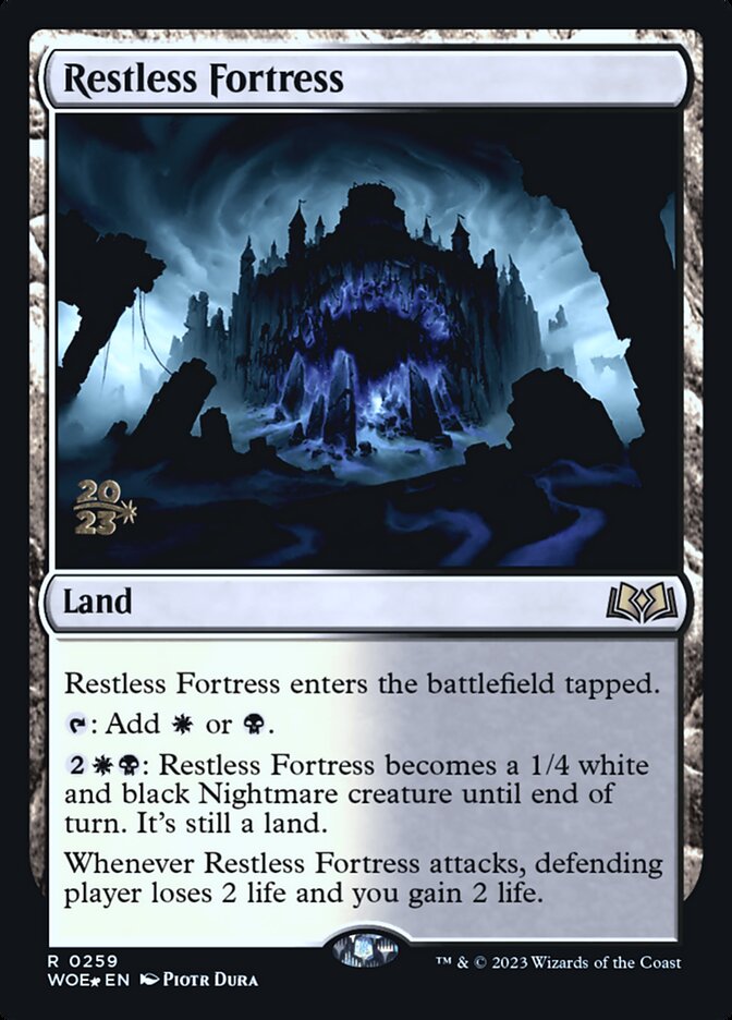 Restless Fortress (Prerelease) (Wilds of Eldraine) - (Foil): Wilds of Eldraine Promos