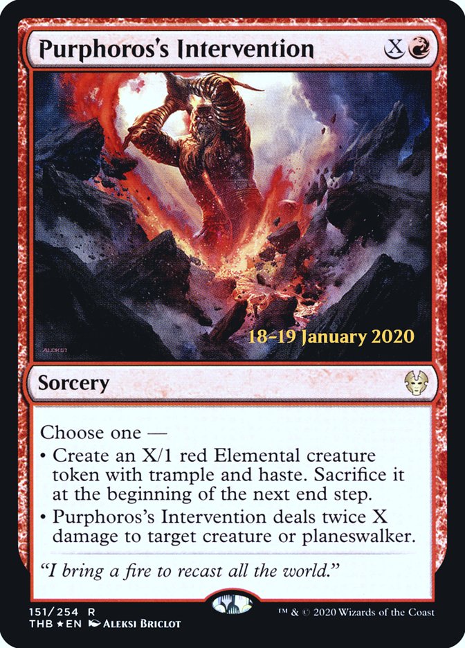 Purphoros's Intervention (Prerelease) (Theros Beyond Death) - (Foil): Theros Beyond Death Promos