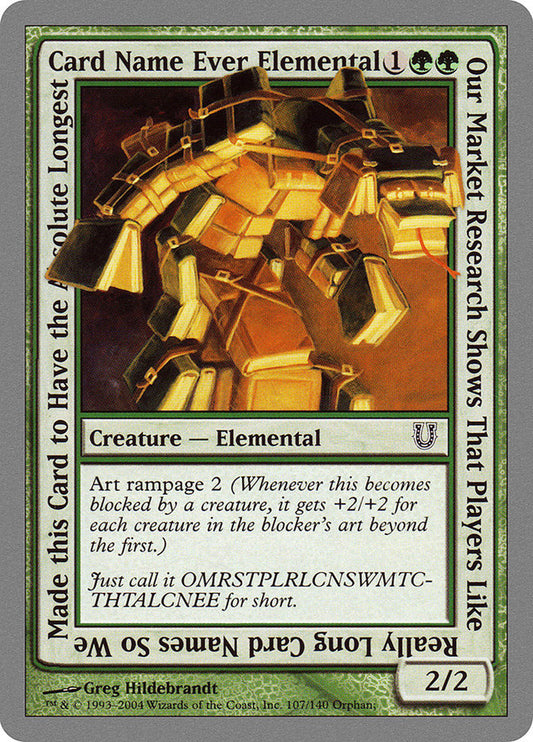 Our Market Research Shows That Players Like Really Long Card Names So We Made this Card to Have the Absolute Longest Card Name Ever Elemental: Unhinged