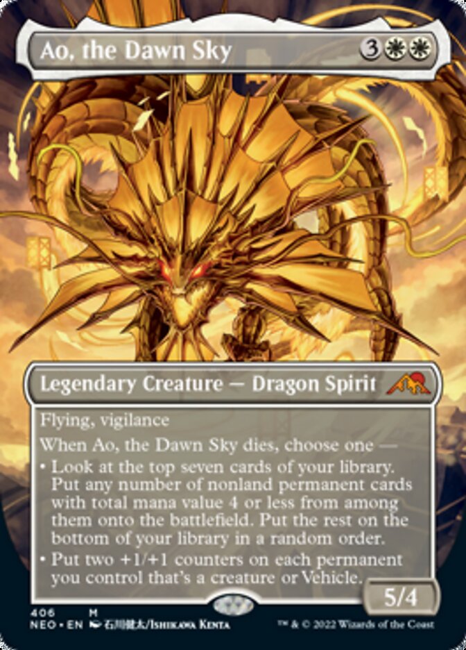 Ao, the Dawn Sky (Borderless) - (Foil): Kamigawa: Neon Dynasty