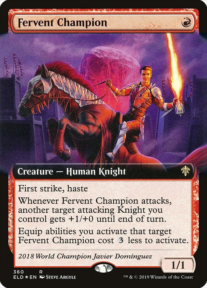 Fervent Champion (Extended Art) - (Foil): Throne of Eldraine