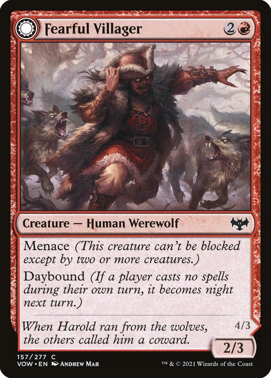 Fearful Villager // Fearsome Werewolf - (Foil): Innistrad: Crimson Vow