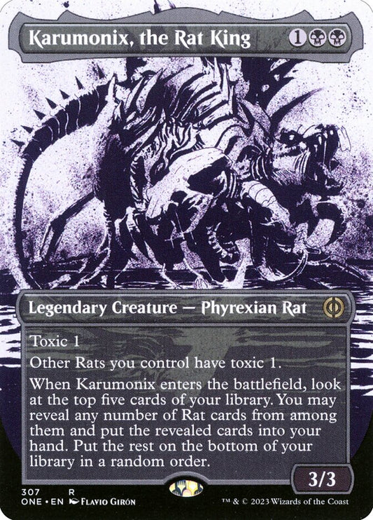 Karumonix, the Rat King (#307) (Borderless) (Showcase) - (Foil): Phyrexia: All Will Be One