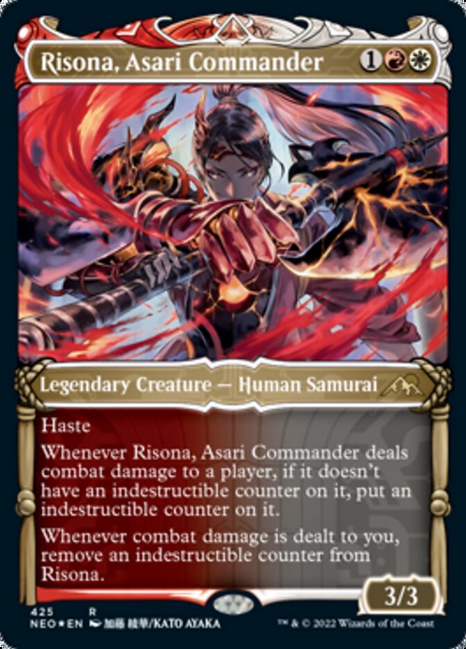 Risona, Asari Commander (Showcase) (Foil Etched) - (Foil): Kamigawa: Neon Dynasty