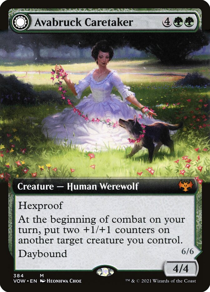 Avabruck Caretaker // Hollowhenge Huntmaster (Extended Art) - (Foil): Innistrad: Crimson Vow
