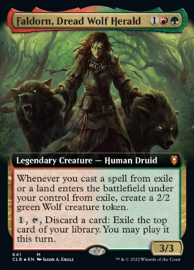 Faldorn, Dread Wolf Herald (Extended Art) - (Foil): Commander Legends: Battle for Baldur's Gate