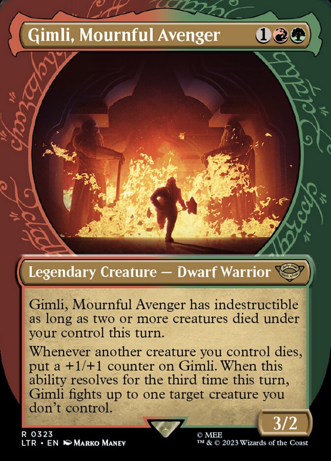 Gimli, Mournful Avenger (Borderless) (Showcase) - (Foil): The Lord of the Rings: Tales of Middle-earth