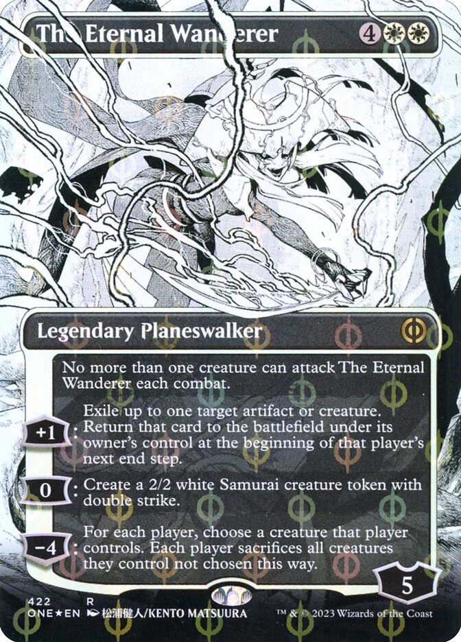 The Eternal Wanderer (#422) (Borderless) (Compleat Foil) - (Foil): Phyrexia: All Will Be One