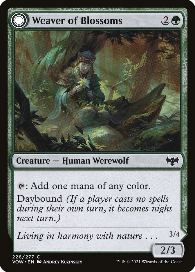 Weaver of Blossoms // Blossom-Clad Werewolf - (Foil): Innistrad: Crimson Vow