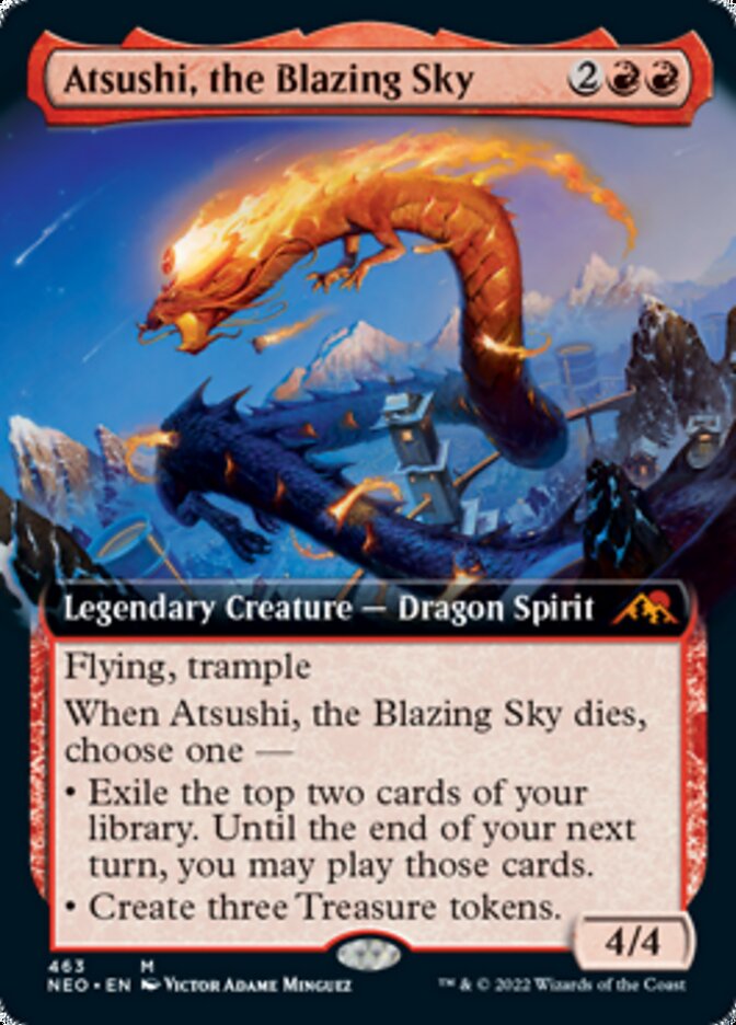 Atsushi, the Blazing Sky (Extended Art) - (Foil): Kamigawa: Neon Dynasty