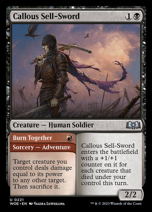Callous Sell-Sword // Burn Together - (Foil): Wilds of Eldraine