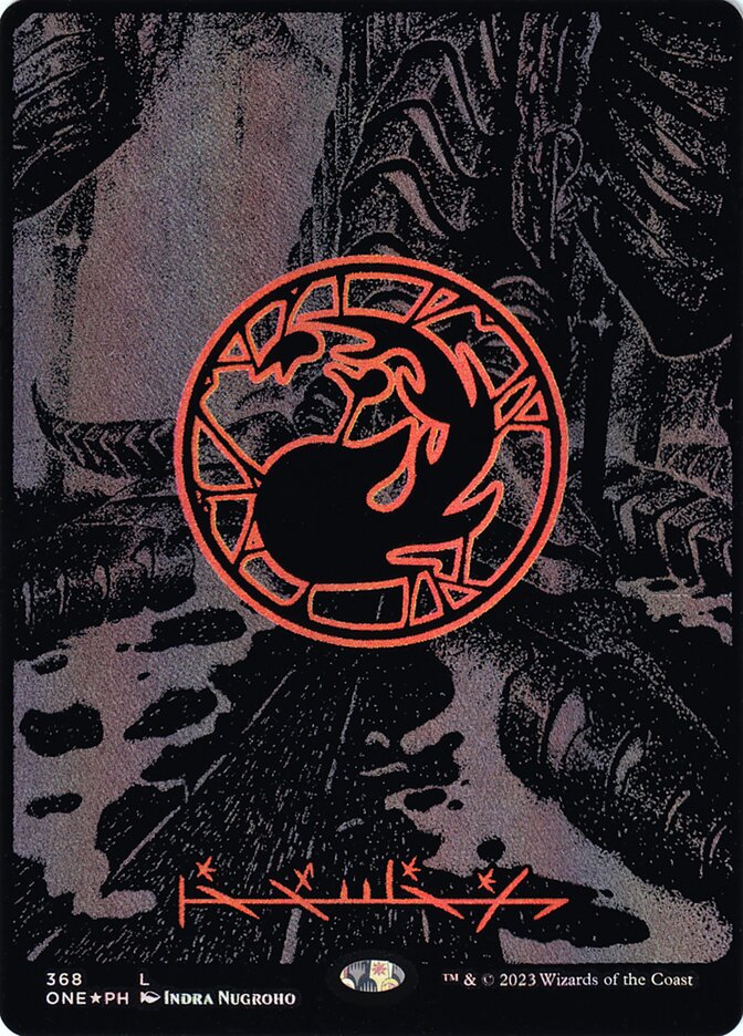 Mountain (#368) (Full Art) (Phyrexian) (Oil Slick Foil) - (Foil): Phyrexia: All Will Be One