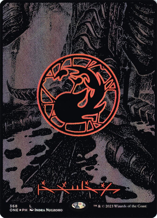 Mountain (#368) (Full Art) (Phyrexian) (Oil Slick Foil) - (Foil): Phyrexia: All Will Be One