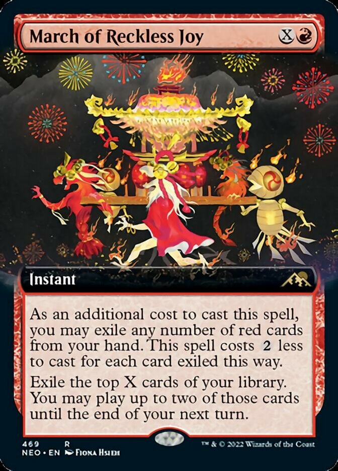 March of Reckless Joy (Extended Art) - (Foil): Kamigawa: Neon Dynasty