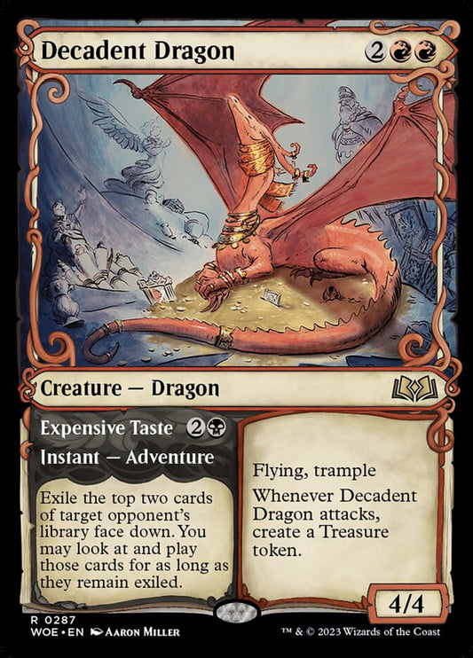 Decadent Dragon // Expensive Taste (Showcase) - (Foil): Wilds of Eldraine