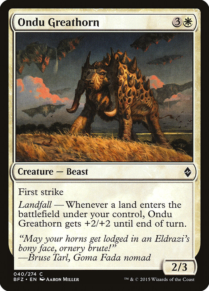 Ondu Greathorn - (Foil): Battle for Zendikar