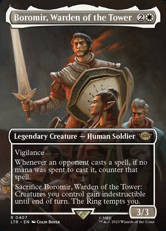 Boromir, Warden of the Tower (Borderless) - (Foil): The Lord of the Rings: Tales of Middle-earth