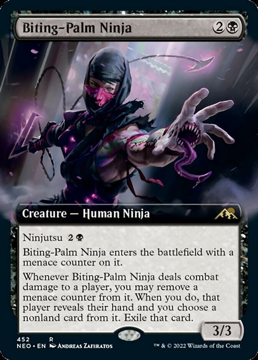 Biting-Palm Ninja (Extended Art) - (Foil): Kamigawa: Neon Dynasty