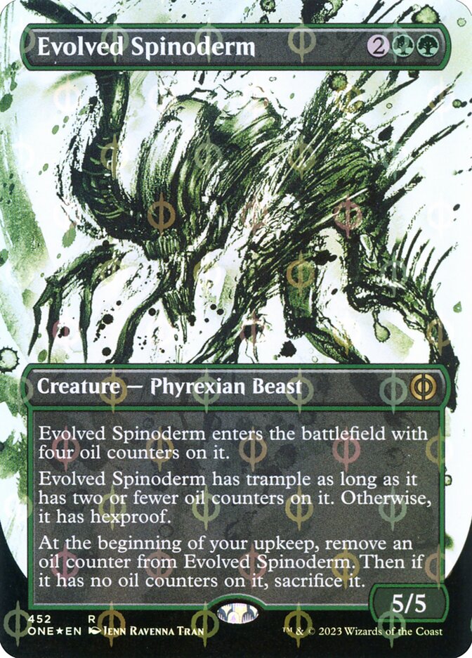 Evolved Spinoderm (#452) (Borderless) (Showcase) (Compleat Foil) - (Foil): Phyrexia: All Will Be One