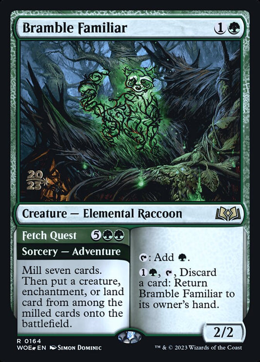 Bramble Familiar // Fetch Quest (Prerelease) (Wilds of Eldraine) - (Foil): Wilds of Eldraine Promos