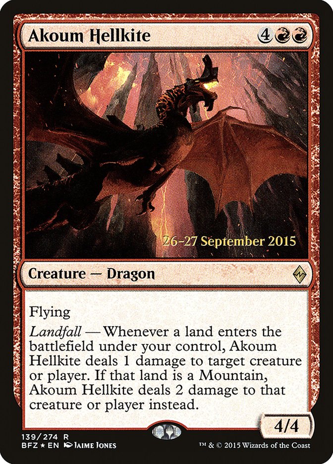 Akoum Hellkite (Prerelease) (Battle for Zendikar) - (Foil): Battle for Zendikar Promos