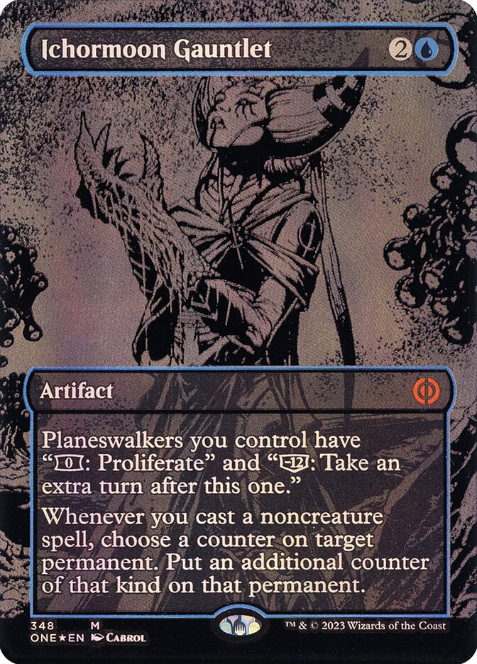 Ichormoon Gauntlet (#348) (Borderless) (Oil Slick Foil) - (Foil): Phyrexia: All Will Be One