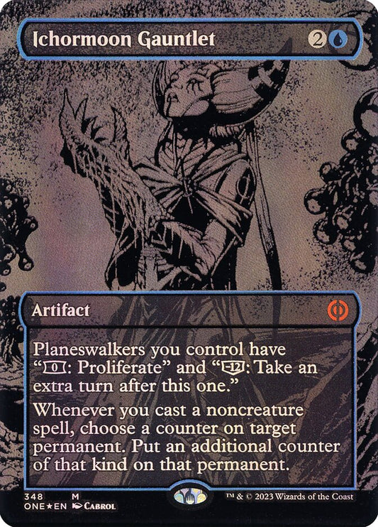 Ichormoon Gauntlet (#348) (Borderless) (Oil Slick Foil) - (Foil): Phyrexia: All Will Be One