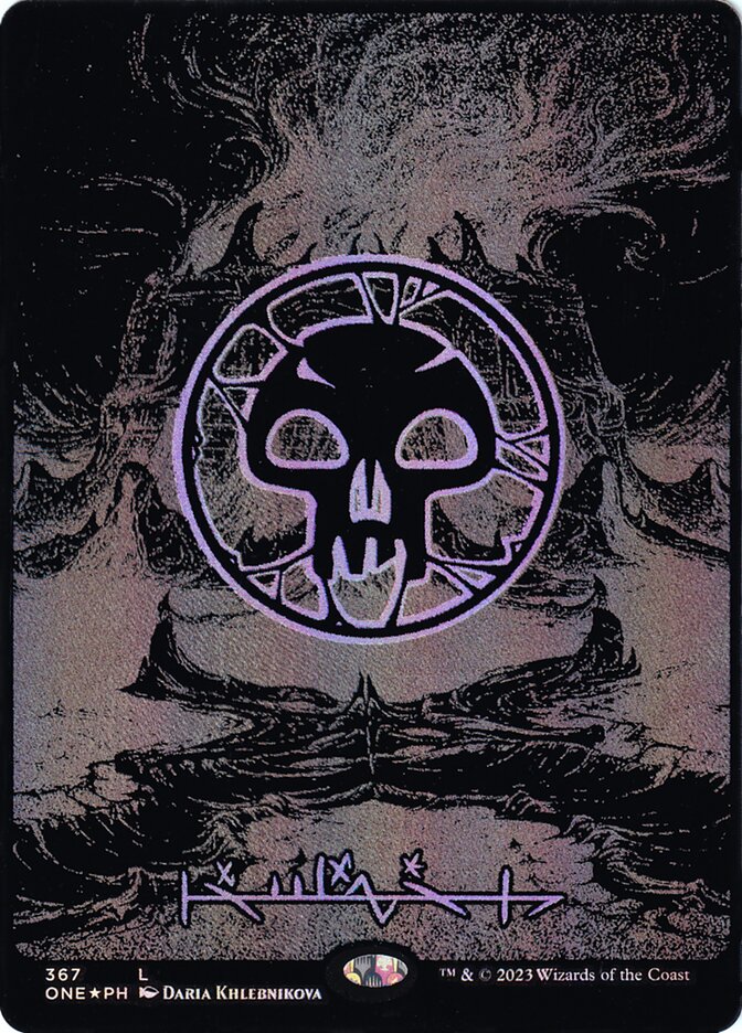 Swamp (#367) (Full Art) (Phyrexian) (Oil Slick Foil) - (Foil): Phyrexia: All Will Be One