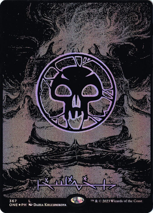 Swamp (#367) (Full Art) (Phyrexian) (Oil Slick Foil) - (Foil): Phyrexia: All Will Be One