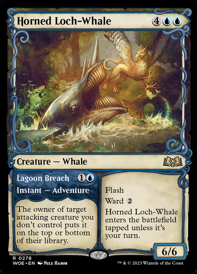 Horned Loch-Whale // Lagoon Breach (Showcase) - (Foil): Wilds of Eldraine