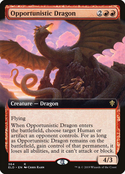 Opportunistic Dragon (Extended Art) - (Foil): Throne of Eldraine