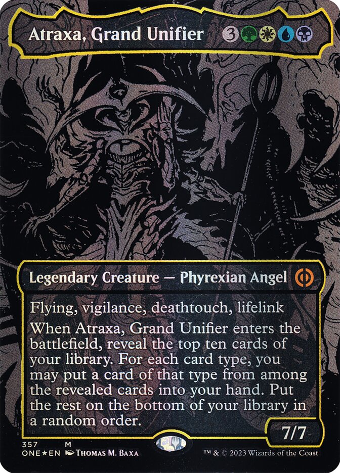 Atraxa, Grand Unifier (#357) (Borderless) (Oil Slick Foil) - (Foil): Phyrexia: All Will Be One