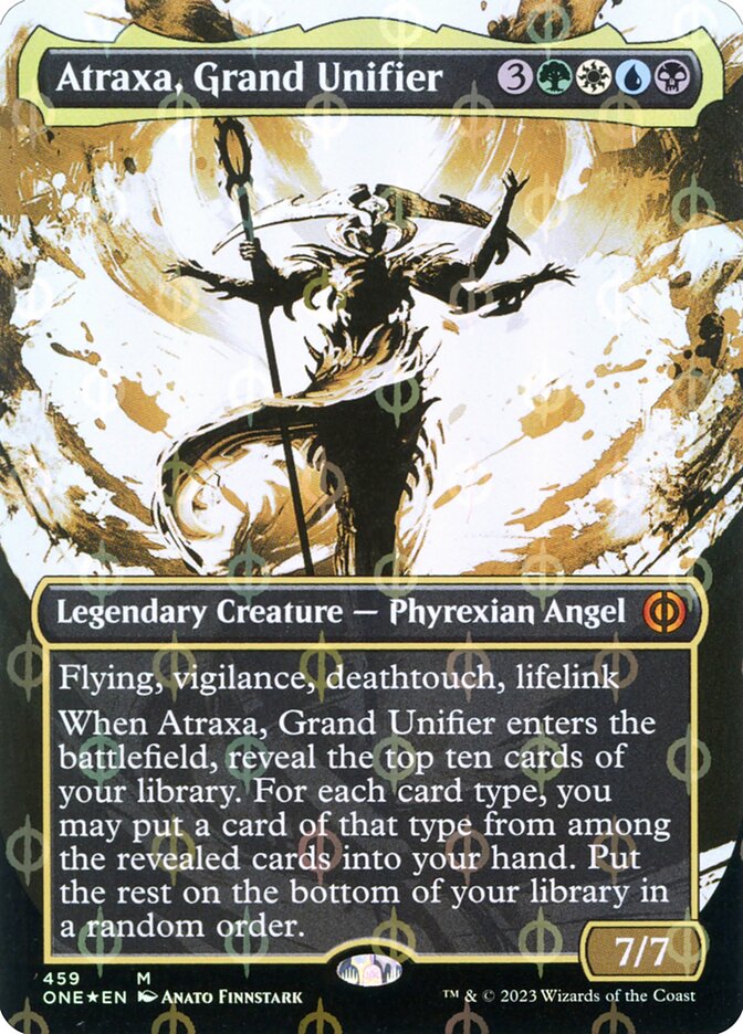 Atraxa, Grand Unifier (#459) (Borderless) (Showcase) (Compleat Foil) - (Foil): Phyrexia: All Will Be One