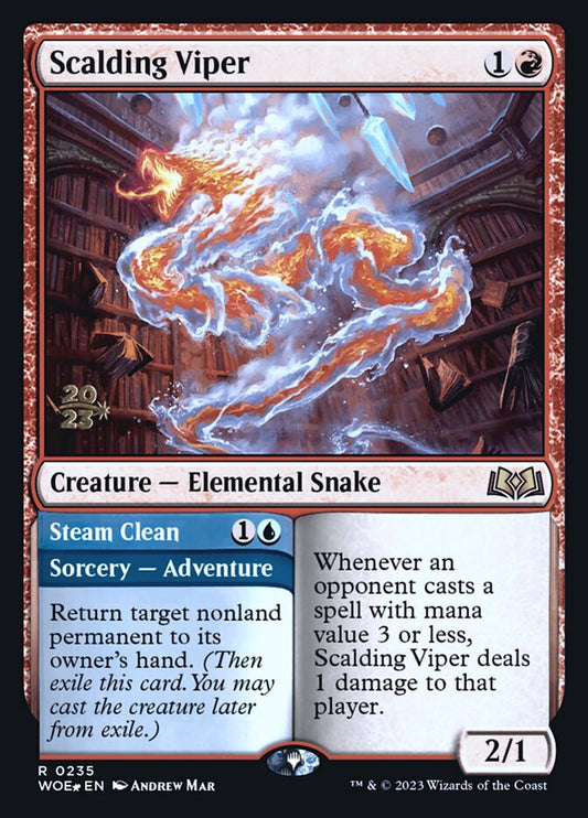Scalding Viper // Steam Clean (Prerelease) (Wilds of Eldraine) - (Foil): Wilds of Eldraine Promos