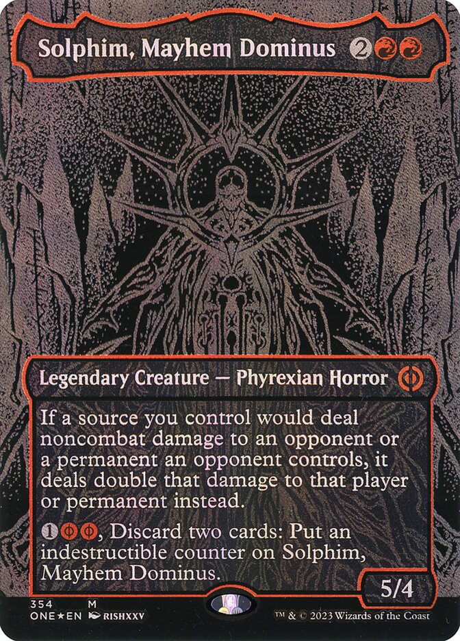 Solphim, Mayhem Dominus (#354) (Borderless) (Oil Slick Foil) - (Foil): Phyrexia: All Will Be One