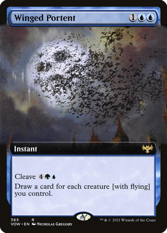Winged Portent (Extended Art) - (Foil): Innistrad: Crimson Vow