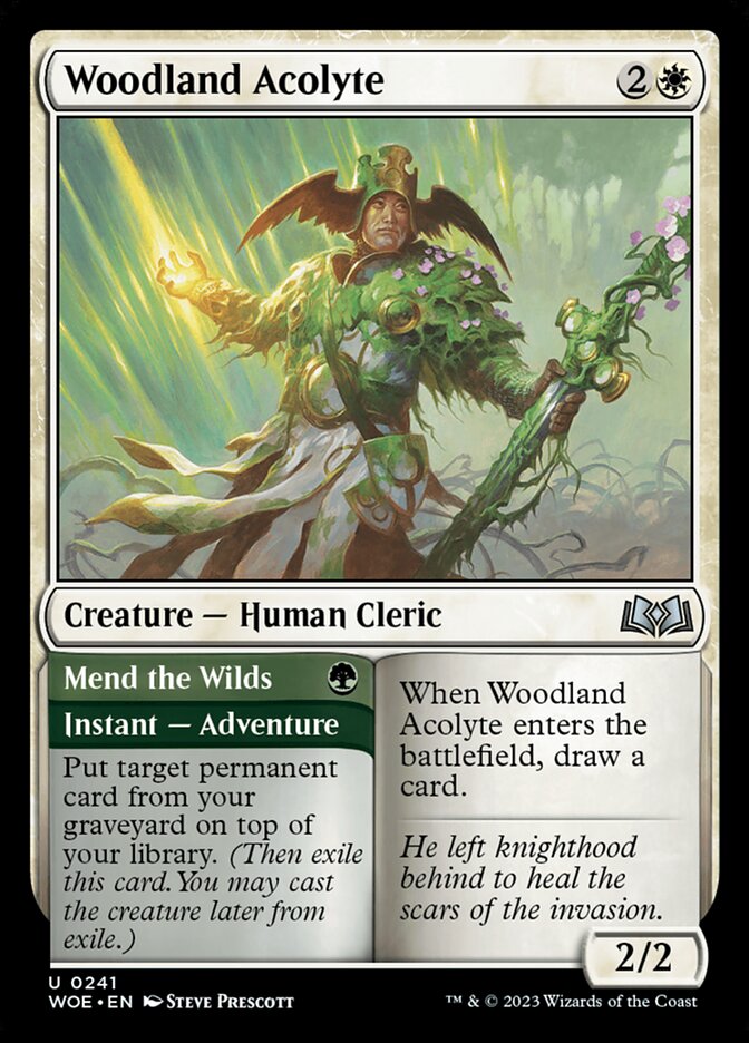 Woodland Acolyte // Mend the Wilds - (Foil): Wilds of Eldraine