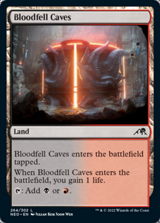 Bloodfell Caves - (Foil): Kamigawa: Neon Dynasty