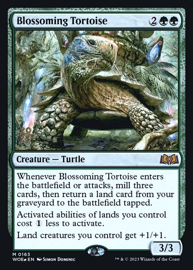 Blossoming Tortoise (Prerelease) (Wilds of Eldraine) - (Foil): Wilds of Eldraine Promos