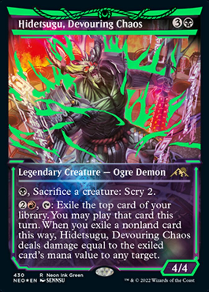 Hidetsugu, Devouring Chaos (Neon Ink Green) - (Foil): Kamigawa: Neon Dynasty