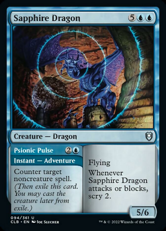 Sapphire Dragon // Psionic Pulse - (Foil): Commander Legends: Battle for Baldur's Gate