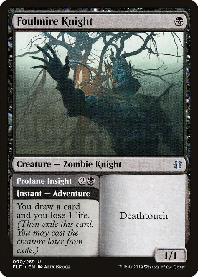 Foulmire Knight // Profane Insight - (Foil): Throne of Eldraine