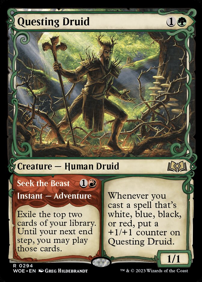 Questing Druid // Seek the Beast (Showcase) - (Foil): Wilds of Eldraine