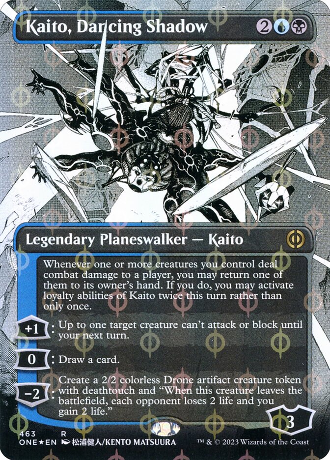 Kaito, Dancing Shadow (#463) (Borderless) (Compleat Foil) - (Foil): Phyrexia: All Will Be One